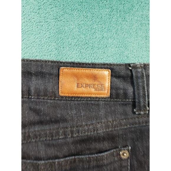 Express Jeans Sz 4 Womens Blue Stretch Pants Ladies Mid Rise Denim Bootcut Dark - Picture 13 of 14